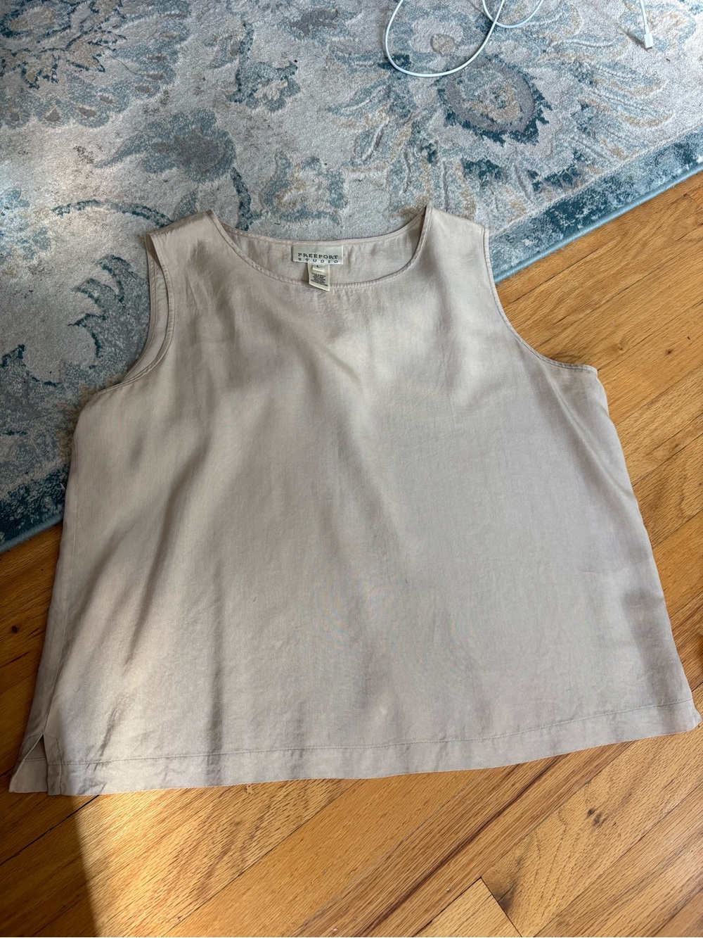 Vintage Light Taupe 100% Silk Tank Top Size Large